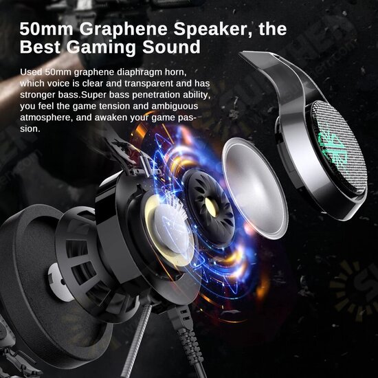 GH05 Wired Gaming Headphones USB 7.1 Stereo Surround Sound ENC Noise Reduction 50MM Driver Luminous Gaming Headset with Mic for Laptop PC Computer