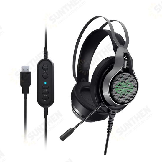 GH05 Wired Gaming Headphones USB 7.1 Stereo Surround Sound ENC Noise Reduction 50MM Driver Luminous Gaming Headset with Mic for Laptop PC Computer