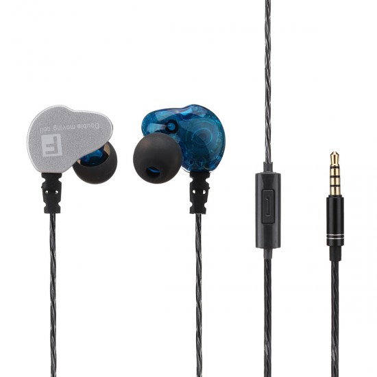 Double Dynamic Universal Earphone Bass In-ear Waterproof Mobile Phone Headset