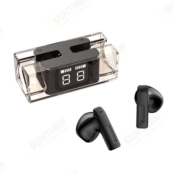 E90 TWS bluetooth 5.3 Earphone 13mm Moving Coil Unit Stereo AAC SBC Audio HD Calls 200mAh Battery Waterproof LED Digital Display Smart Touch Low-latency Gaming Semi-in-ear Sports Headphone with Mic