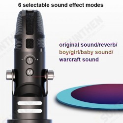Condenser Wired Microphone 360° Coventable Six Sound Mode RGB Effect Recording Mic for PC Phone Condenser Wired Microphone 360° Coventable Six Sound Mode RGB Effect Recording Mic for PC Phone