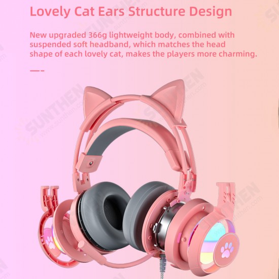 G25 Gaming Headphone 3.5mm+ USB Wired Headset 50mm Large Drivers Colorful Light Cute Headset with Mic