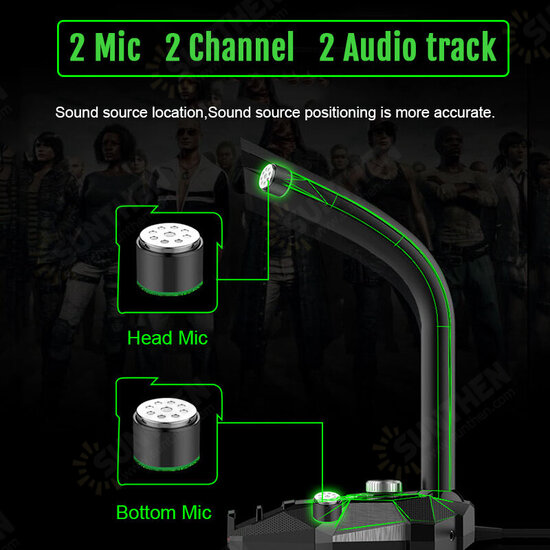 GK Multifunctional USB 3.5mm LED Wired Omnidirectionnel Game Microphone with Dual Mics with HD Smart Sound Card for Computer Laptop GK Multifunctional USB 3.5mm LED Wired Omnidirectionnel Game Microphone with Dual Mics with HD Smart Sound Card for Computer Laptop