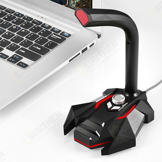 GK Multifunctional USB 3.5mm LED Wired Omnidirectionnel Game Microphone with Dual Mics with HD Smart Sound Card for Computer Laptop GK Multifunctional USB 3.5mm LED Wired Omnidirectionnel Game Microphone with Dual Mics with HD Smart Sound Card for Computer Laptop