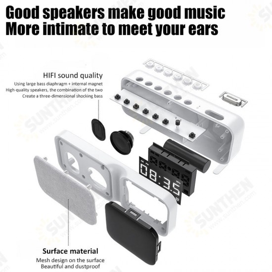 HF16 5W bluetooth 5.0 Speaker Portable Speaker HiFi Stereo Subwoofer Surround Sound 1200mAh Battery Digital Display FM Radio Alarm Clock Support AUX TF Card Play Outdoor Wireless Speaker HF16 5W bluetooth 5.0 Speaker Portable Speaker HiFi Stereo Subwoofer Surround Sound 1200mAh Battery Digital Display FM Radio Alarm Clock Support AUX TF Card Play Outdoor Wireless Speaker
