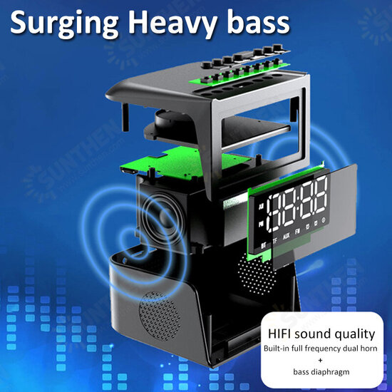 HF18W 10W bluetooth 5.0 Speaker Portable Speaker HiFi Stereo Subwoofer Surround Sound HD Audio 1000mAh Battery LED Display FM Radio Alarm Clock Phone Charger Hands-free Calls HF18W 10W bluetooth 5.0 Speaker Portable Speaker HiFi Stereo Subwoofer Surround Sound HD Audio 1000mAh Battery LED Display FM Radio Alarm Clock Phone Charger Hands-free Calls