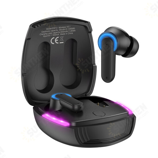 EW13 TWS bluetooth 5.1 Earbuds ENC Noise Reduction 13mm Large Driver LED Colorful Lights HiFi Stereo Earphone Long Battery Life Headphones with Mic EW13 TWS bluetooth 5.1 Earbuds ENC Noise Reduction 13mm Large Driver LED Colorful Lights HiFi Stereo Earphone Long Battery Life Headphones with Mic