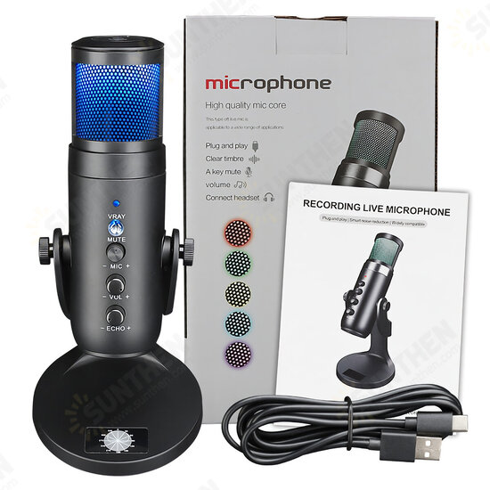 JD-950 USB Microphone Stand Gaming Live Streaming RGB Light Condenser Microphone for Recording PC Computer JD-950 USB Microphone Stand Gaming Live Streaming RGB Light Condenser Microphone for Recording PC Computer