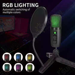 BM-501 USB Desktop Stand Microphone 360° Adjustable RGB Lighting Meeting Recording Mic for Laptop PC Tablet BM-501 USB Desktop Stand Microphone 360° Adjustable RGB Lighting Meeting Recording Mic for Laptop PC Tablet