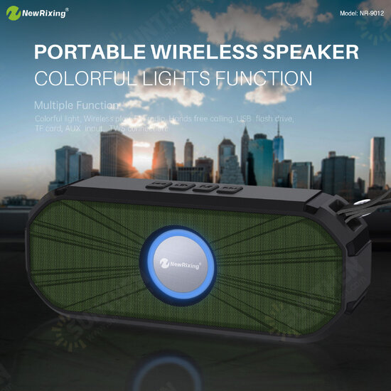NR-9012 bluetooth 5.0 Subwoofer Outdoor Support FM Radio TF Card HD Bass Stereo Portable Speaker with RGB Breathing Light NR-9012 bluetooth 5.0 Subwoofer Outdoor Support FM Radio TF Card HD Bass Stereo Portable Speaker with RGB Breathing Light