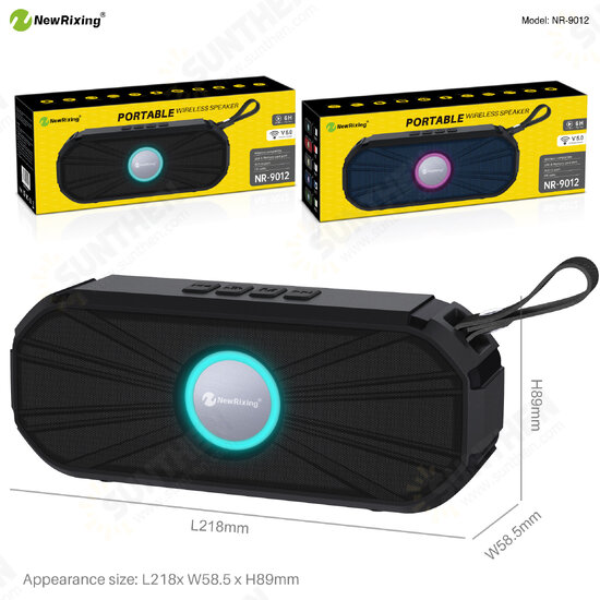 NR-9012 bluetooth 5.0 Subwoofer Outdoor Support FM Radio TF Card HD Bass Stereo Portable Speaker with RGB Breathing Light NR-9012 bluetooth 5.0 Subwoofer Outdoor Support FM Radio TF Card HD Bass Stereo Portable Speaker with RGB Breathing Light
