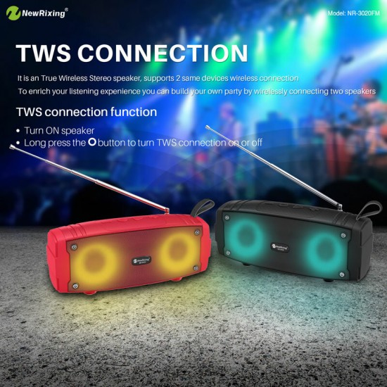 NR3020LFM bluetooth Speaker Wireless Gift Outdoor Portable Audio Creative TF Card Small Colorful Light Speaker