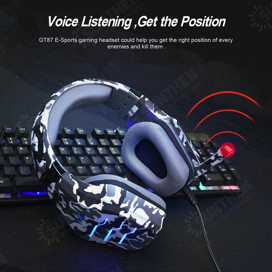 GT87 Wired Gaming Headset E-Sports with Microphone LED Stereo Surround HiFi Headphone for PC Laptop Gamer GT87 Wired Gaming Headset E-Sports with Microphone LED Stereo Surround HiFi Headphone for PC Laptop Gamer