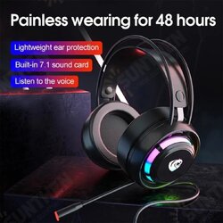PSH-300 Gaming Headset 7.1 Surround Sound With RGB Light Noise Cancelling Mic Gaming Headphone Wired Headset