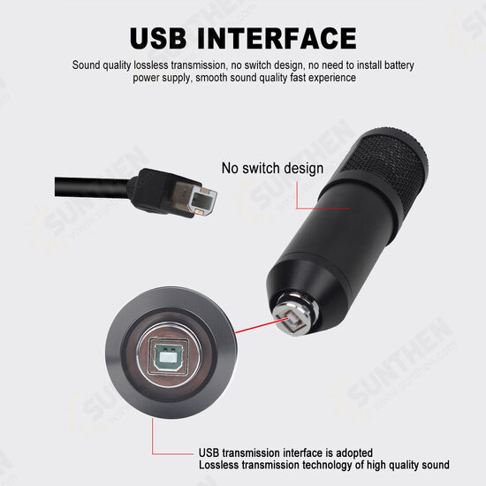 Professional Intelligent Noise Reduction USB Condenser Microphone with Shock Mount Professional Intelligent Noise Reduction USB Condenser Microphone with Shock Mount