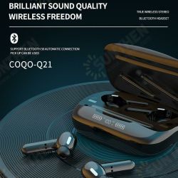 Q21 TWS bluetooth Earphone Sports Binaural Stereo Touch LED Long Battery Life Waterproof Earbuds Brilliant Sound Earphone