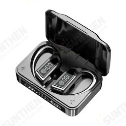 Q8 TWS bluetooth 5.2 Earphone HiFi Stereo Panoramic Sound 8mm Moving Coil Unit CVC Noise Cancelling IPX7 Waterproof LED Digital Display Call Broadcast In-ear Earhook Sports Headphone with Mic