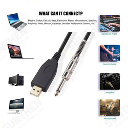 US48S USB To 6.35mm Electric Guitar Bass Cable Single Track PC Instrument Cable Audio Adapter Converter USB Guitar Cable 2/3m US48S USB To 6.35mm Electric Guitar Bass Cable Single Track PC Instrument Cable Audio Adapter Converter USB Guitar Cable 2/3m