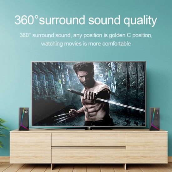 GS520 RGB Game Speaker Anvil Aux 3.5mm Stereo Surround Music Soundbar for Computer 2.0 PC Home Notebook TV Loudspeaker