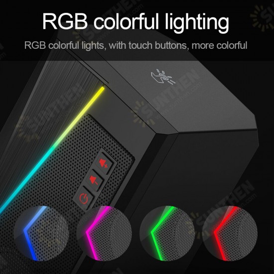 GS520 RGB Game Speaker Anvil Aux 3.5mm Stereo Surround Music Soundbar for Computer 2.0 PC Home Notebook TV Loudspeaker