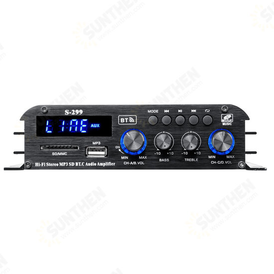 S-299 4x400W bluetooth Power Amplifier 4.1 Channel Hifi Amplifier Home Car Use with Remote Control S-299 4x400W bluetooth Power Amplifier 4.1 Channel Hifi Amplifier Home Car Use with Remote Control