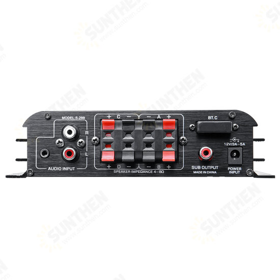 S-299 4x400W bluetooth Power Amplifier 4.1 Channel Hifi Amplifier Home Car Use with Remote Control S-299 4x400W bluetooth Power Amplifier 4.1 Channel Hifi Amplifier Home Car Use with Remote Control