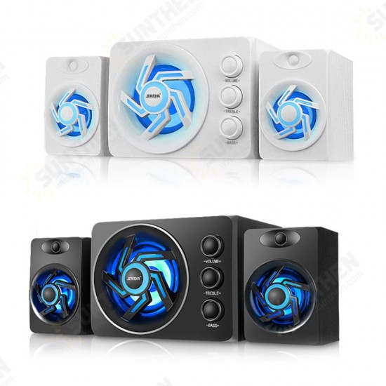 D-209 Mini Portable bluetooth 2.1 channel Subwoofer Colorful Lights Computer Speaker for Desktop Laptop TV PC