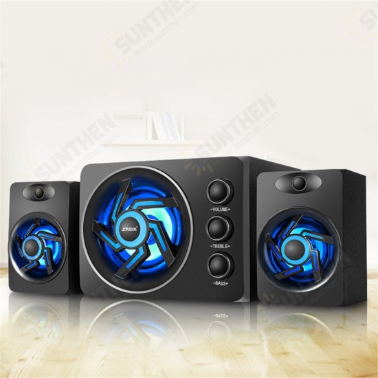 D-209 Mini Portable bluetooth 2.1 channel Subwoofer Colorful Lights Computer Speaker for Desktop Laptop TV PC