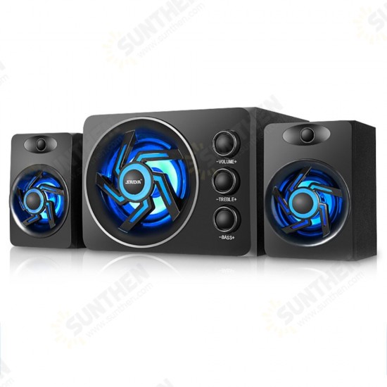 D-209 Mini Portable bluetooth 2.1 channel Subwoofer Colorful Lights Computer Speaker for Desktop Laptop TV PC