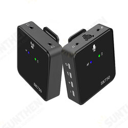 SK750 Wireless Lavalier Microphone Mini Portable RF Transmitter Receiver Mic ENC Noise Cancellation for Camera Phones Live Broadcast Streaming Recording Condenser Mic System