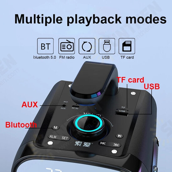 SH25 Portable bluetooth 5.0 Speaker LED Clock Display Mirror HiFi Super Bass FM Raido High Powerful Boombox HiFi Sound Loudspeaker SH25 Portable bluetooth 5.0 Speaker LED Clock Display Mirror HiFi Super Bass FM Raido High Powerful Boombox HiFi Sound Loudspeaker