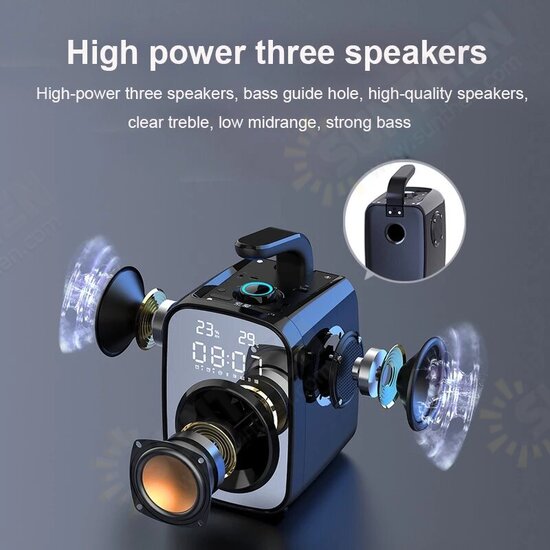 SH25 Portable bluetooth 5.0 Speaker LED Clock Display Mirror HiFi Super Bass FM Raido High Powerful Boombox HiFi Sound Loudspeaker SH25 Portable bluetooth 5.0 Speaker LED Clock Display Mirror HiFi Super Bass FM Raido High Powerful Boombox HiFi Sound Loudspeaker