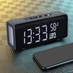 TG-174 bluetooth Speaker LED Temperature Alarm Clock Speaker Portable Column bluetooth Sound Box Music System with TF AUX U-Disk FM Radio