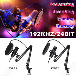 USB 48KHZ/192KHZ Condenser Microphone Cardioid Pattern HiFi Noise Reduction Microphone with Stable Tripod USB 48KHZ/192KHZ Condenser Microphone Cardioid Pattern HiFi Noise Reduction Microphone with Stable Tripod