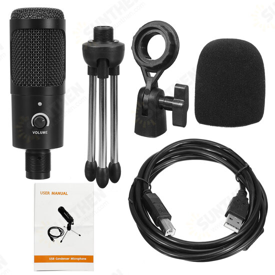 Wired USB Microphone with Tripod for Computer Windows for Mac PC Live Broadcast Video Conferencing Audio Recording YouTube