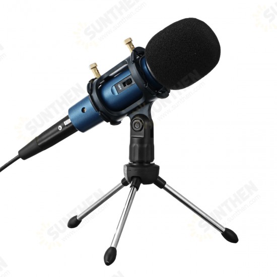 YX-3 Wired Microphone HiFi Noise Reduction Microphone with Stable Tripod with Shockproof Net Anti-Skid Rubber Bracket Microphone