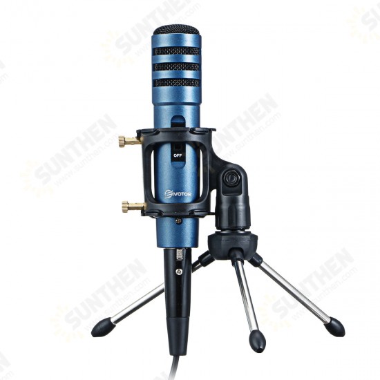 YX-3 Wired Microphone HiFi Noise Reduction Microphone with Stable Tripod with Shockproof Net Anti-Skid Rubber Bracket Microphone