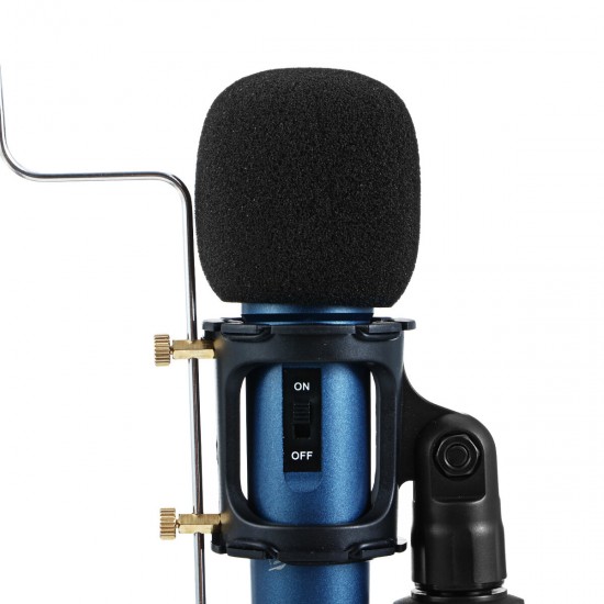 YX-3 Wired Microphone HiFi Noise Reduction Microphone with Stable Tripod with Shockproof Net Anti-Skid Rubber Bracket Microphone