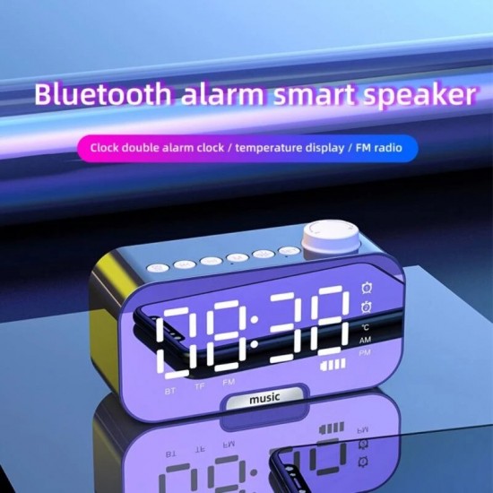 Z5 Wireless bluetooth Speaker Portable Mini Mirror Alarm Clock Support TF Card FM Radio with Mic