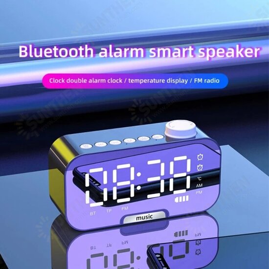 Z5 Wireless bluetooth Speaker Portable Mini Mirror Alarm Clock Support TF Card FM Radio with Mic