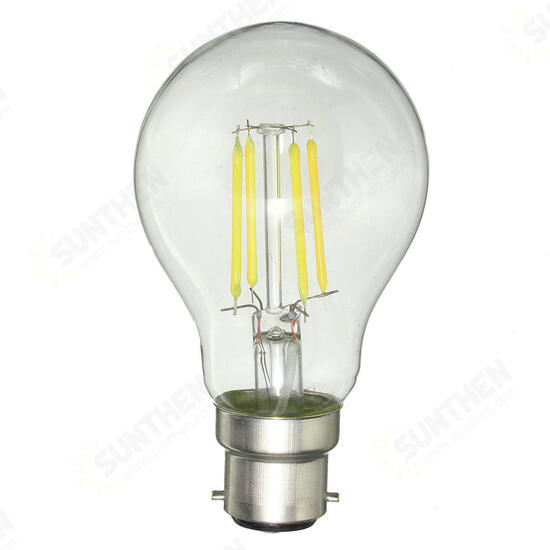 A60 B22 4W White Warm White COB LED Filament Retro Edison Bulbs AC 220V