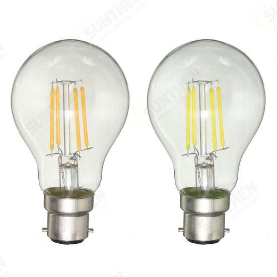 A60 B22 4W White Warm White COB LED Filament Retro Edison Bulbs AC 220V