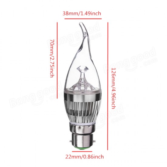 B22 3W AC85-265V White/Warm White Silver Cover LED Candle Light Bulb