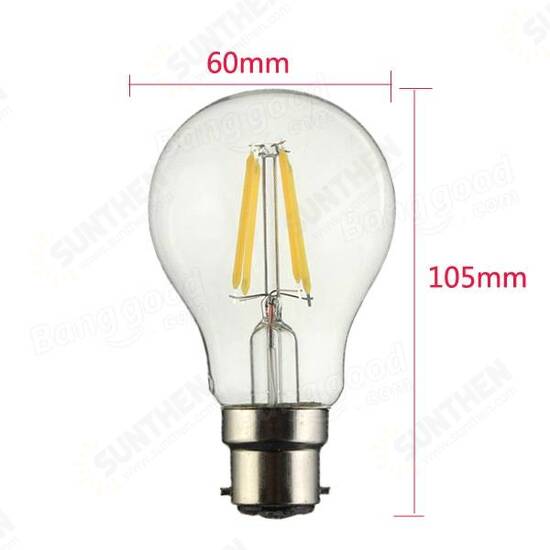 B22 A60 4W LED COB Filament Bulb Eison Vintage Clear Glass Lamp Non-dimmable AC220V