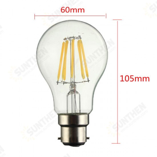 B22 A60 8W LED COB Filament Bulb Eison Vintage Clear Glass Lamp Non-dimmable AC 220V