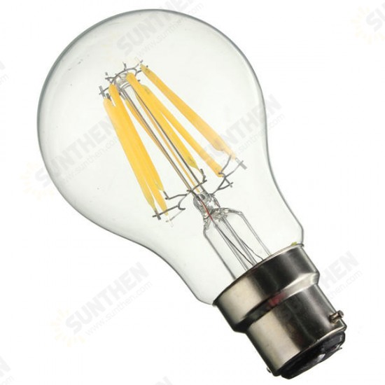 B22 A60 8W LED COB Filament Bulb Eison Vintage Clear Glass Lamp Non-dimmable AC 220V