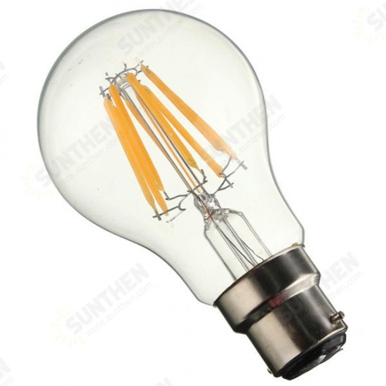 B22 A60 8W LED COB Filament Bulb Eison Vintage Clear Glass Lamp Non-dimmable AC 220V