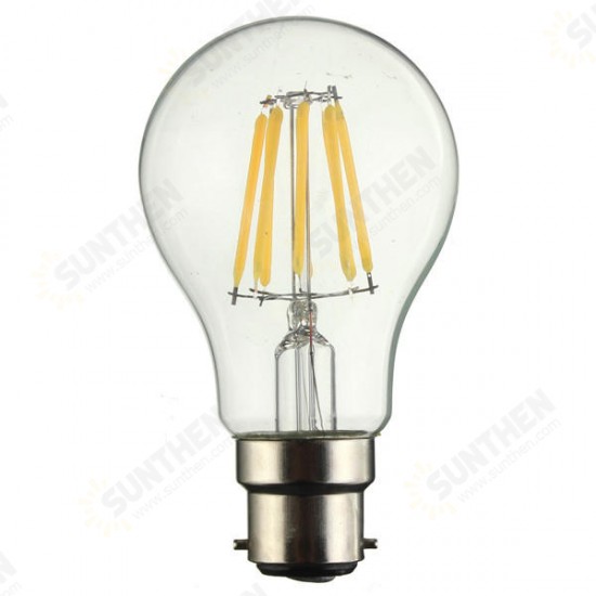 B22 A60 8W LED COB Filament Bulb Eison Vintage Clear Glass Lamp Non-dimmable AC 220V