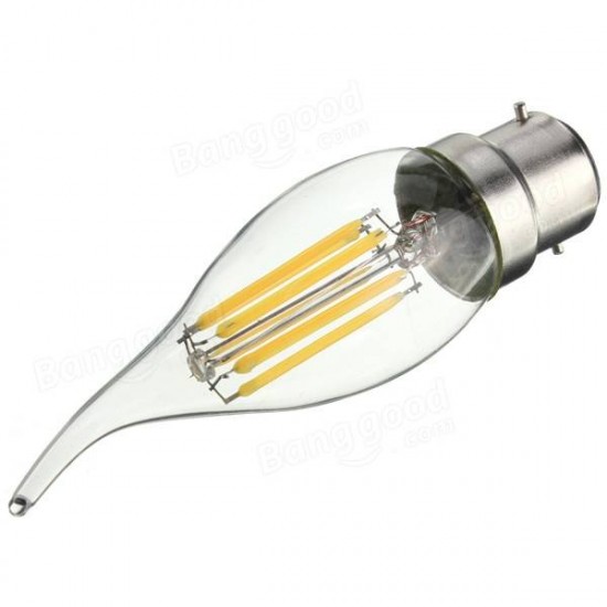 B22 C35 6W COB Filament Bulb Eison Vintage Candle Clear Glass Lamp Non-dimmable AC 220V