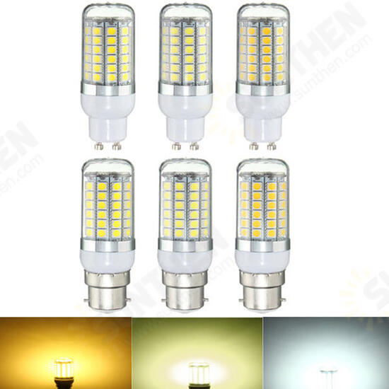 B22 GU10 6W 69 SMD 5050 LED Pure White Warm White Natural White Cover Corn Bulb AC220V